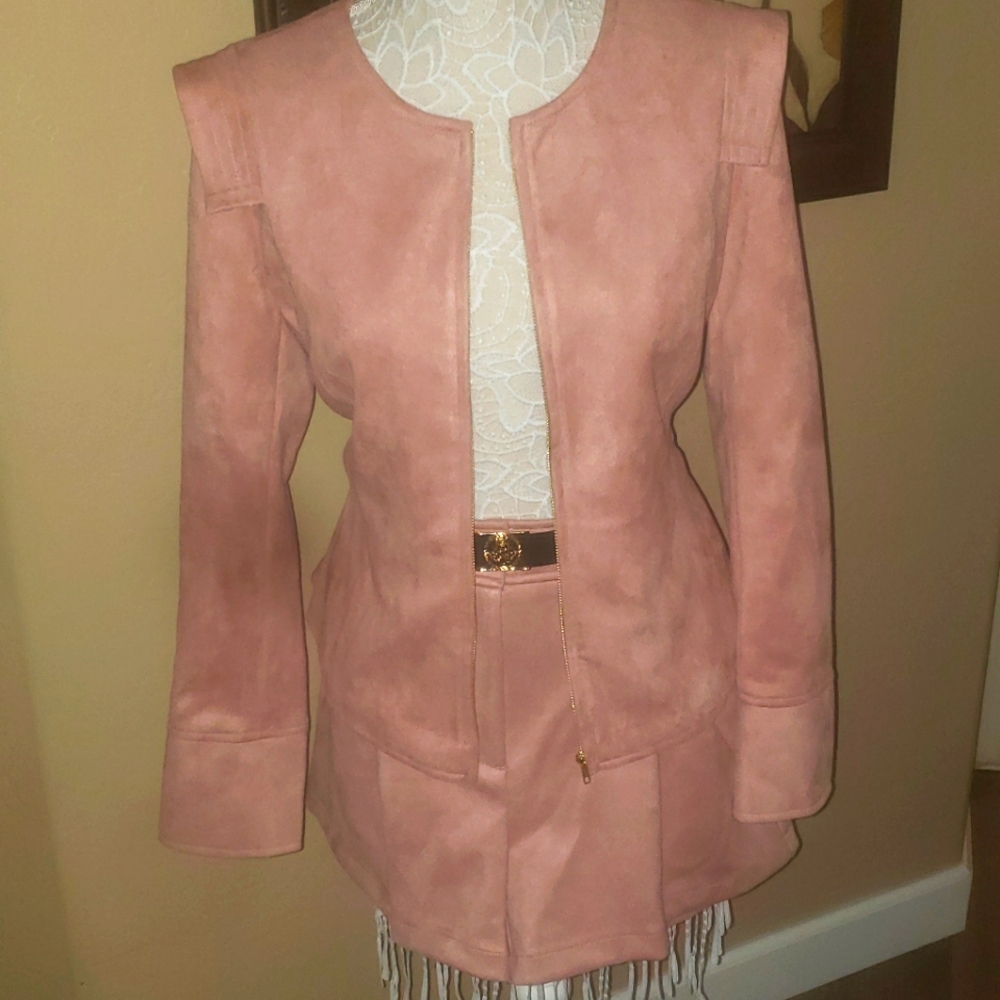 Pink Suede Jacket w/Shorts